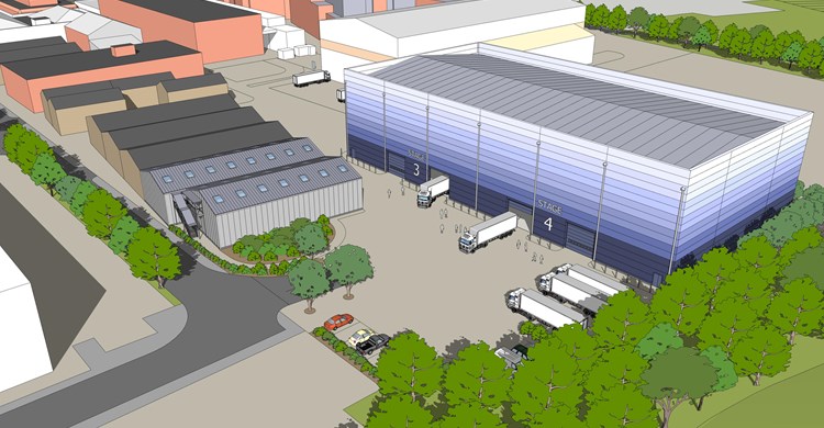 Artist's impression of the new soundstages at Elstree Studios