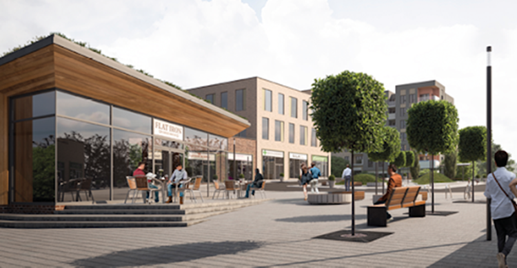 CGI of Phase 1B - Station Square with new public amenities