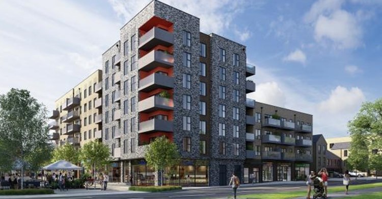 CGI of Phase 3, on the corner of Prestwick Road and Fairfield Avenue